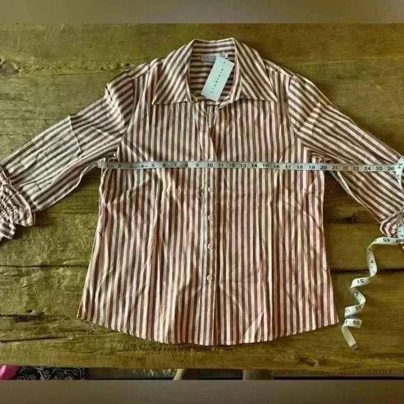 NEW Harshman 100% Cotton Selina Blouse ~ Brown Stripe ~ M ~ BEAUTIFUL! - Picture 10 of 10